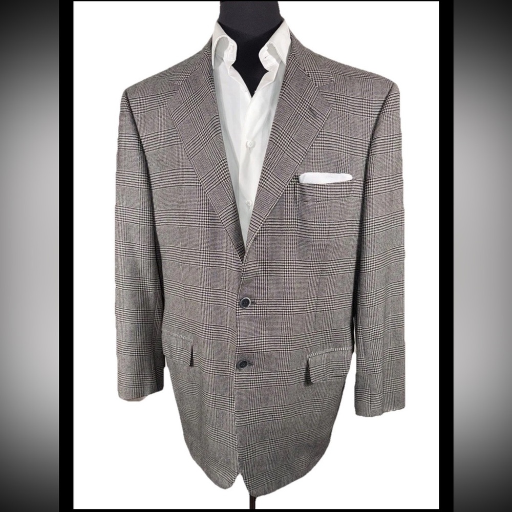 BRIONI NOMENTANO PURE ESCORIAL WOOL FLANNEL GLEN PLAID SPORT COAT 44 - Picture 2 of 10